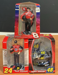 (1) Dale Earnhardt Jr. Figurine (1) Jimmie Johnson Car Figurine (1) Jeff Gordon Figurine