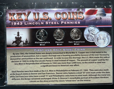 U.S 1943 Lincoln Steel Pennies