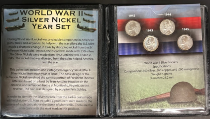 World War II Silver Nickel Year Set