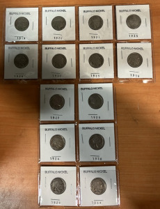 (16) Buffalo Nickels Dating Between 1919-1936