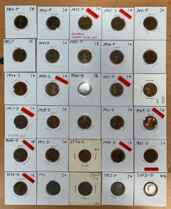 (26) Lincoln Head Pennies Dating Between 1926-1978 (1) 2013-D Dime (1) 1953-P Nickel & More