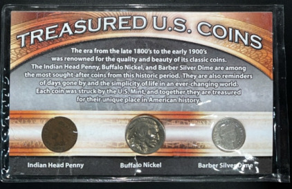 (1) 1899 Indian Head Penny (1) 1936 Buffalo Nickel (1) 1914 Barber Silver Dime