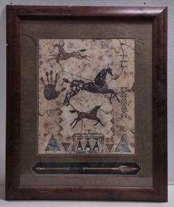 3'2&frac12;"x 3'10&frac34;" "Tlaloc's Tribe" Print by Cecilia Henle Includes Prehistoric Arrow, Reminiscent of Cave Paintings