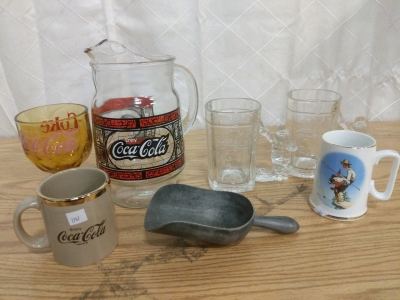 Enjoy Coca-Cola! Godfather's Pizza Coke Pitcher Santa Coke Mugs, Coke Goblet and More!