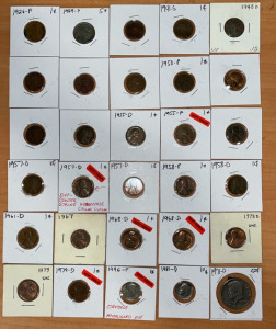 (26) Lincoln Head Pennies Dating Between 1926-1979 (1) 1985-D Dime (1) 1971-D Kennedy Half Dollar & More