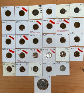 (26) Lincoln Head Coins Dating Between 1934-1983 (1) 1974-D Ike Dollar (1) 1908 Victory Nickel & More