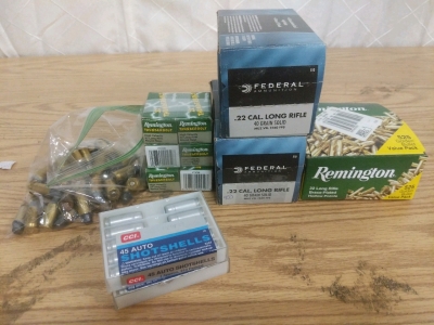 Ammunition! ~1700rds .22LR Round Nose and Hollow Point, 20rds CCI 45auto Shotshells and 47rds 45auto Reloads