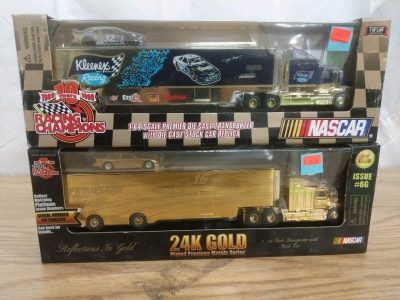 2) NASCAR Racing Champions Limited Edition 1:64 Scale Transporter and Stock Car Replica