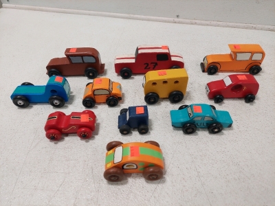 Hand Painted Wood Toy Car Collection