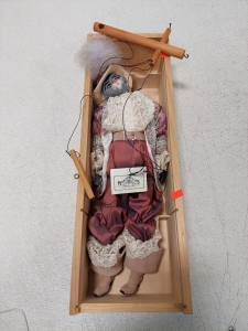 Vintage French Cat Marionette w/ Wall Hanger In Box