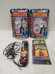 WCW Dennis Rodman Action Figures Power Slam, NWO Corded Phone, Kevin Nash Decorative Border