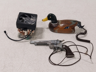 AMD Stock CPU Cooler (w/ All Cables), Wooden Duck Phone, Western Cap Gun