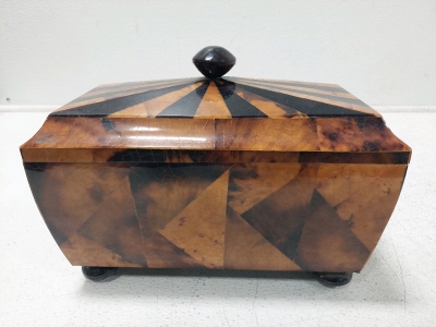 Tavola Regency Style Penshell Tea Caddy, Felt Lined Interior, 12"L x 6"W x 9"H