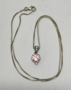 .925 Silver Heart Cut & Faceted Pendant And Necklace