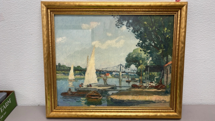 &ldquo;Les Pontdes Mureaux&rdquo; Painting (Framed)