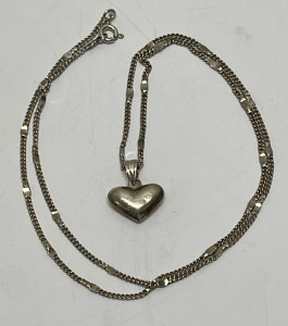 .925 Silver Heart Pendant And Necklace