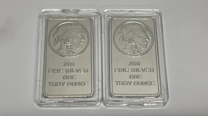 (2) One Ounce 999.9 Fine Silver Bars