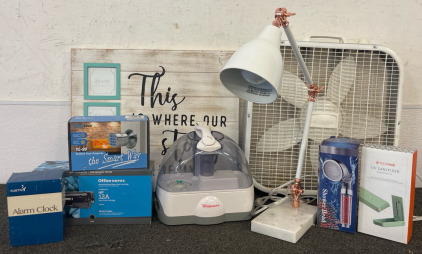 Cool Mist Humidifier, Laser Toner Cartridge, Box Fan, Lamp & More