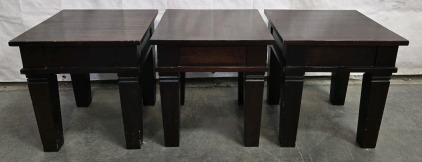 (3) Dark Wood Side Tables