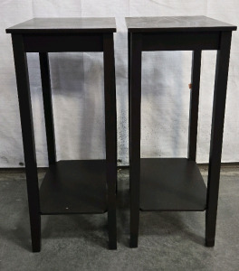 (2) Black Wood Side Tables