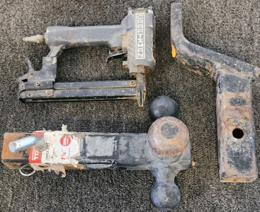 Hyper Touch 1 7/8" Triple Ball Tow Hitch, A Tow Hitch, And A Craftsman 1/4" Crown Stapler