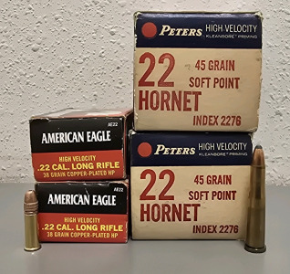 (100) Peter's .22 Hornet, (80) American Eagle .22LR