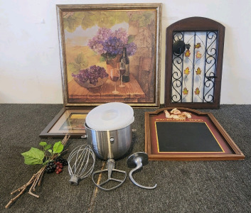 Restaurant Decor, Wall Art, Sign, And Kitchen Aid Mixing Bowl With Attachments,