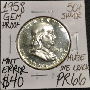 1958 PR66 Gem Proof Silver Franklin Half Dollar