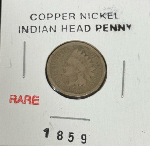 (1) 1859 Copper Nickel Indian Head Penny