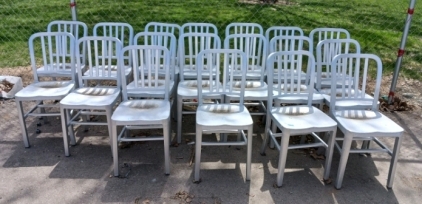 (18) Aluminum Slat Back Chairs - Industrial Style