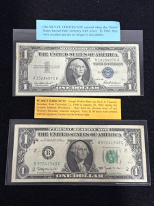 (1) Joseph Barr $1 Note And (1) Old Silver Certificate $1