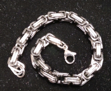 8" Byzantine Black & Silver Toned Chain Bracelet