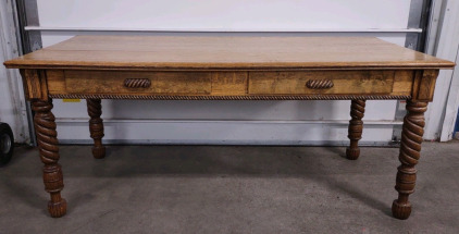 2-Drawer Hekman Furniture Jacobean Style Barley Twist Writing Desk