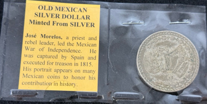 (1) Old Mexican Silver Dollar Minted From Silver