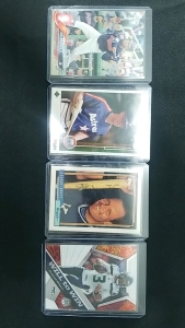 (3) Cased Baseball Cards (1) Cased Football Card