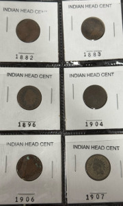 (6) 1882-1907 Indian Head Cents
