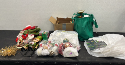 (1) Box of Assorted Christmas Decorarions & Christmas Gift Boxes/Bags
