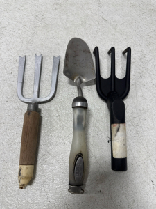 (1) Hand Fork (1) Shovel And (1) 3-tine Garden Claw