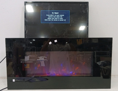 (2) Home Electronics - (1) Functional Electric Fireplace - Powers On & Blows Hot Air (1) Insignia TV - Powers On