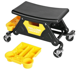 (1) YELLOW JACKET Mechanic Rolling Stool W /Two Tool Trays & A Drawer