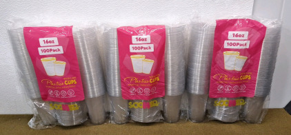 (3) 100-Count Sets Of Soomer 16-Oz Clear Plastic Cups W/ Flat Lids, Disposable Cups - Crack Resistant, BPA Free