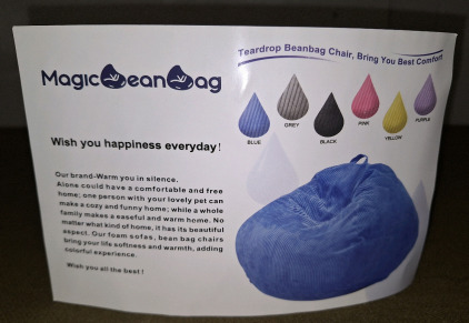 (1) Magic Bean Bag Teardrop Chair, Blue