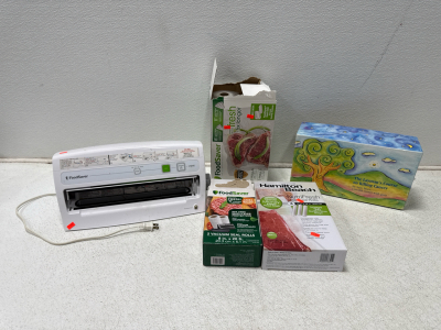 (1) FoodSaver Food Vacuum Sealer With (3) Boxes Of Vacuum Seal Bags- Powers On And Works! And (1) VHS Set Of Layman&rsquo;s Course On Killing Cancer- Full VHS Set