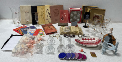 1960s Yearbooks, Picture Frames, Wine Glasses, Home Decor, Glasses, Christmas Books, Glass Candle Holders, Small Pocket Mirrors, And More!