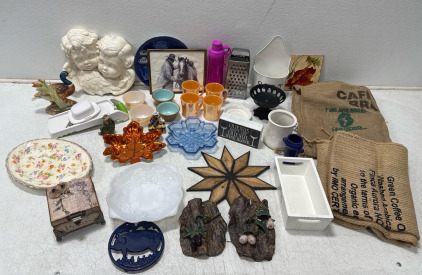 Assorted Home Goods, Burlap Sacks, Kitchen Decor, Home Decor, And More