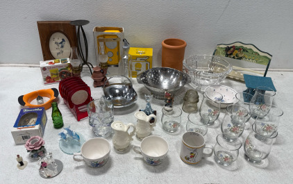 Assorted Home Goods, Kitchen Ware, Glass Ware, And Home Decor