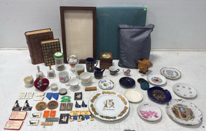 (1) Wooden Picture Frame Jewelry Box- Assorted Home Decor, Pins, Scrabble And More