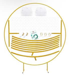 LANGXUN 7.2ft Gold Metal Round Balloon Arch kit, Backdrop Circle Stand Arch Frame for Wedding Birthday Party Decoration, Graduation Decorations and Baby Shower Photo Background