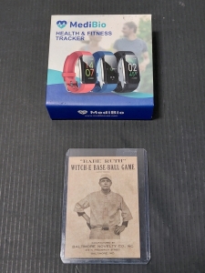 Vintage Replica Babe Ruth Witch-E Basebal Game Ticket (Unverified), MediBio Health Tracker & Fitness Tracker (Unable to Power On or Charge to Test)