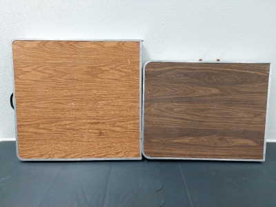 (2) Outdoor Folding Tables w/ Carry Handles, 60"L x 24"W x 27⅜"H & 61&frac12;"L x 29&frac12;W x 28⅜"H, Some Scratches & Scuffs on Tops